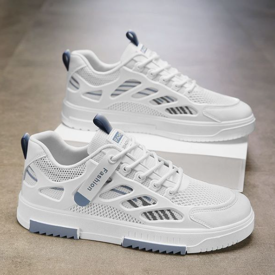 Fashion Mesh Shoes Men's Trendy All-match White Blue Shoes