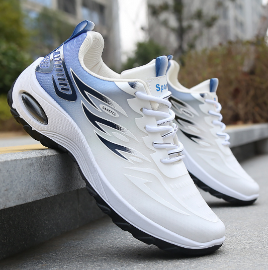 Foreign Trade Fly-Knit Men's Shoes Spring Cross-Border Shoes- White Blue color