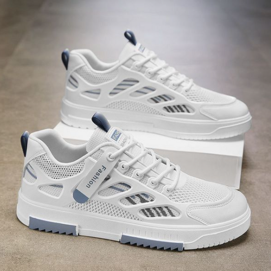 Fashion Mesh Shoes Men's Trendy All-match White Blue Shoes