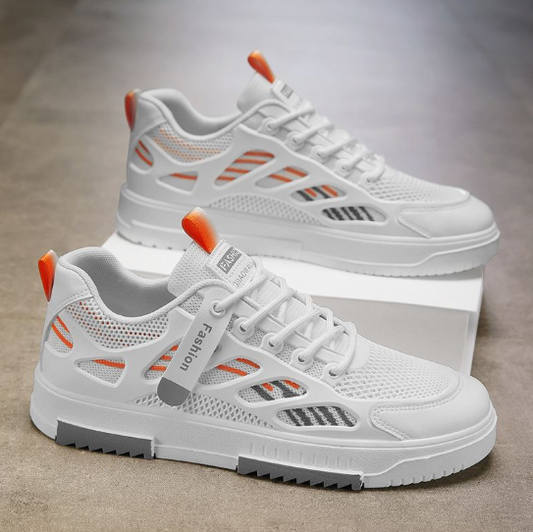 Fashion Mesh Shoes Men's Trendy All-match White Orange Shoes