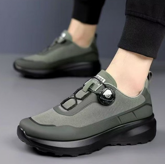 Foreign Trade Men's Shoes New Style Rotating Button - Oliv color