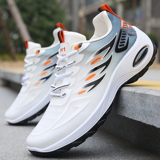 Foreign Trade Fly-Knit Men's Shoes Spring Cross-Border Shoes- White Orange color